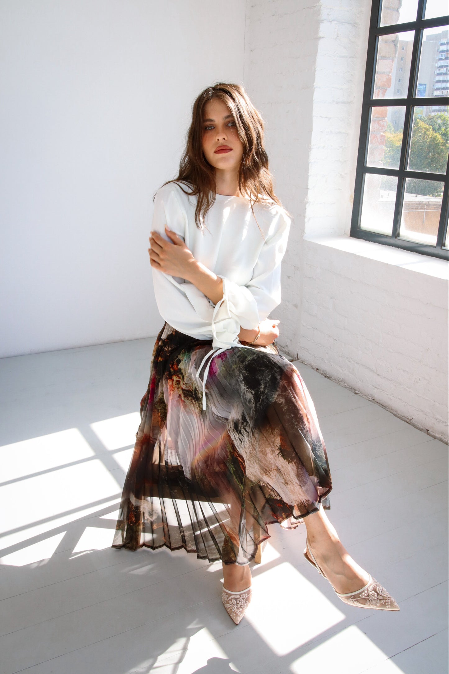 WATERFALL pleated skirt