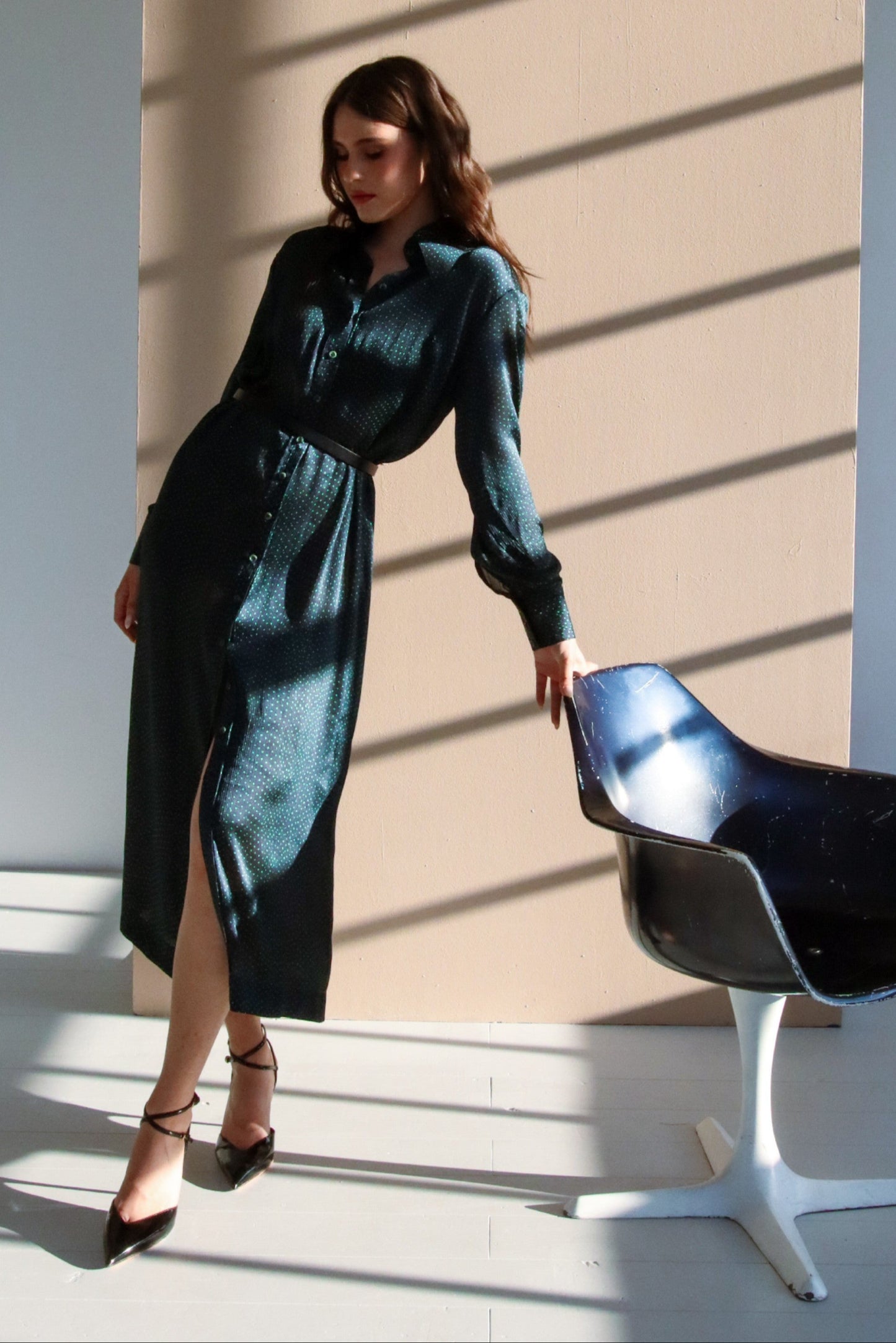 CLARA shirt dress - black/green